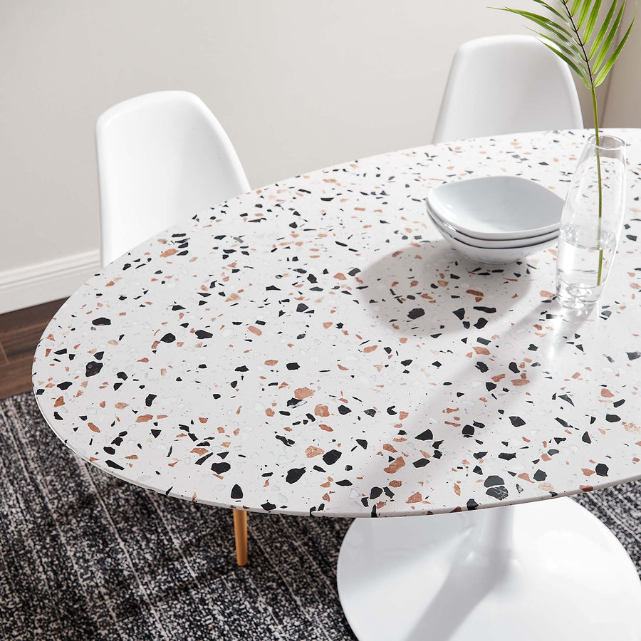 Lumen 60" Oval Terrazzo Dining Table in White White