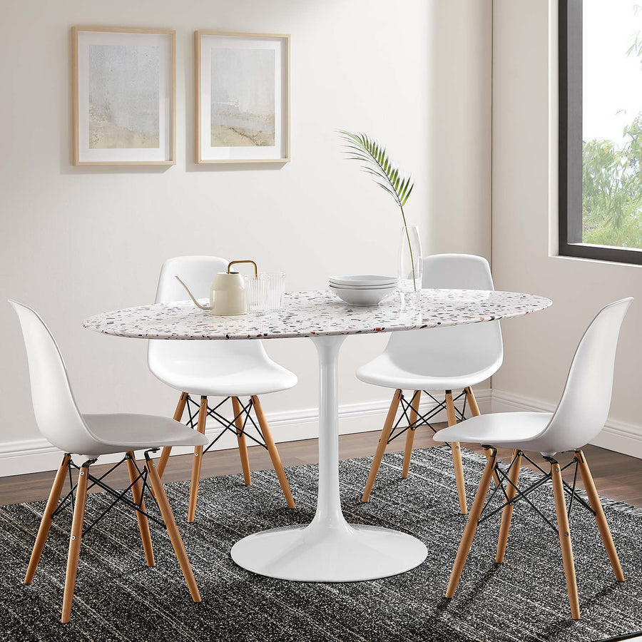 Lumen 60" Oval Terrazzo Dining Table in White White