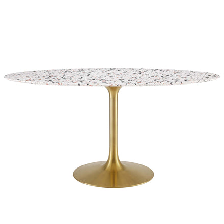 Lippa 60" Oval Terrazzo Dining Table in Gold White