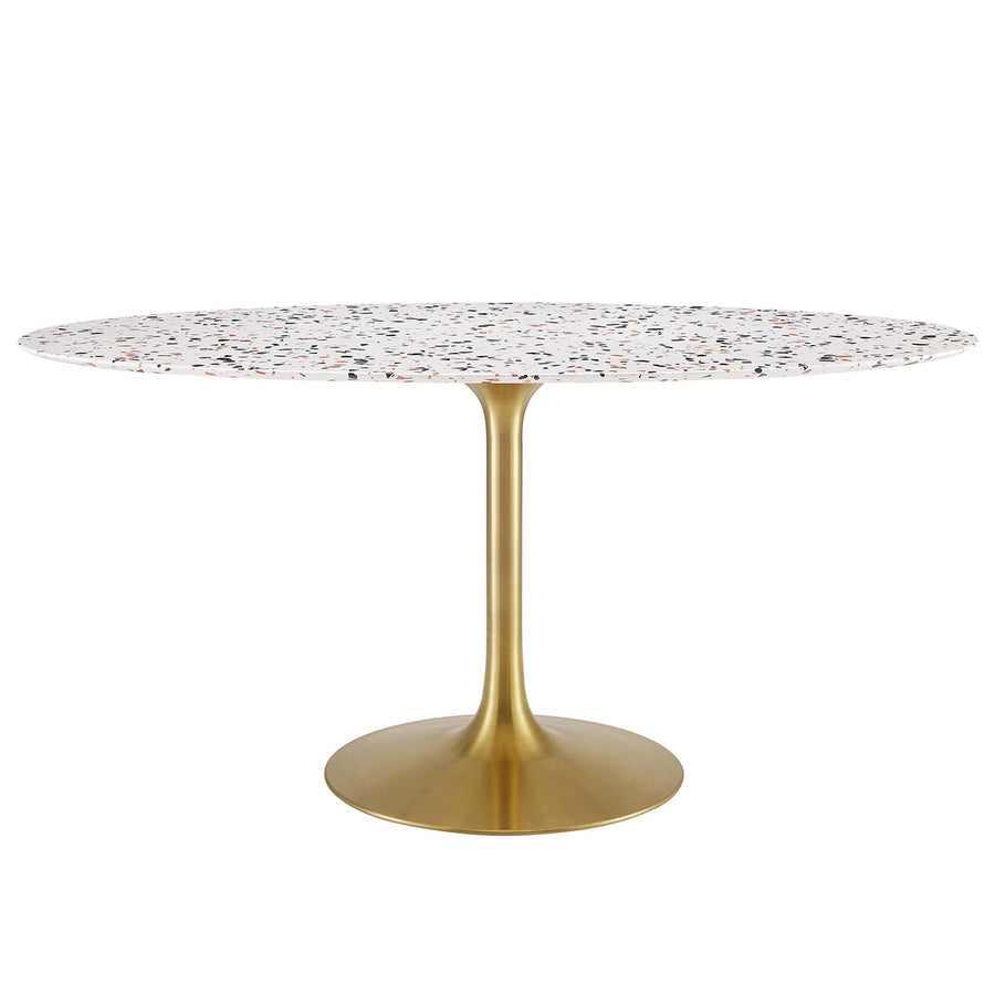 Lumen 60" Oval Terrazzo Dining Table in Gold White