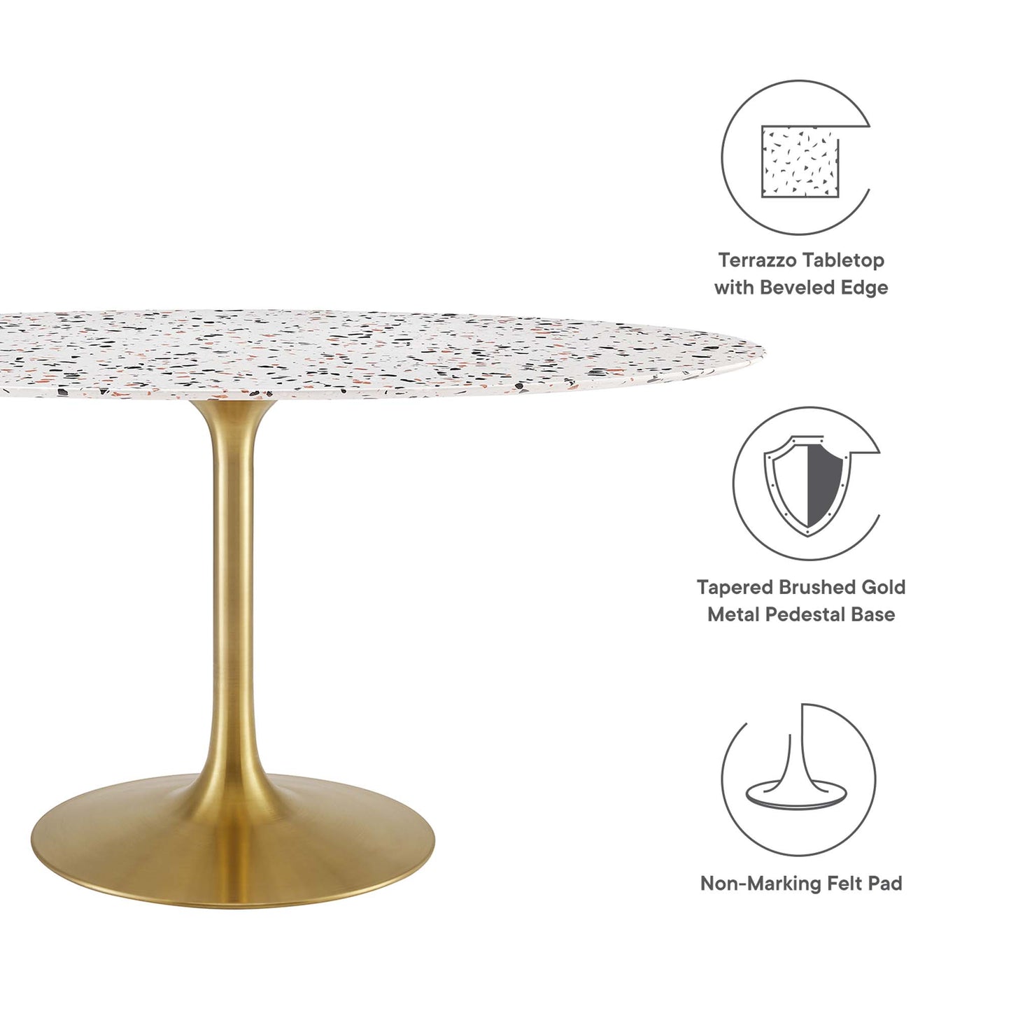 Lippa 60" Oval Terrazzo Dining Table by Furniture For America