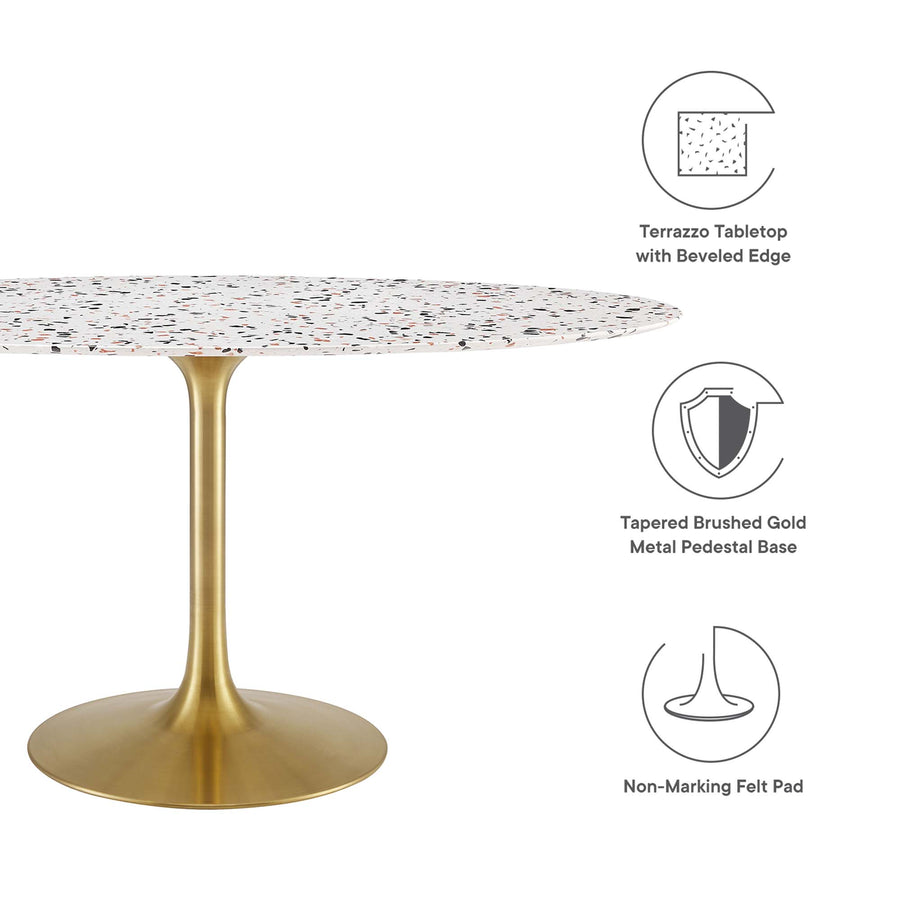 Lumen 60" Oval Terrazzo Dining Table in Gold White