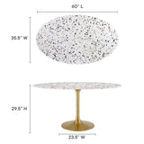 Lumen 60" Oval Terrazzo Dining Table in Gold White