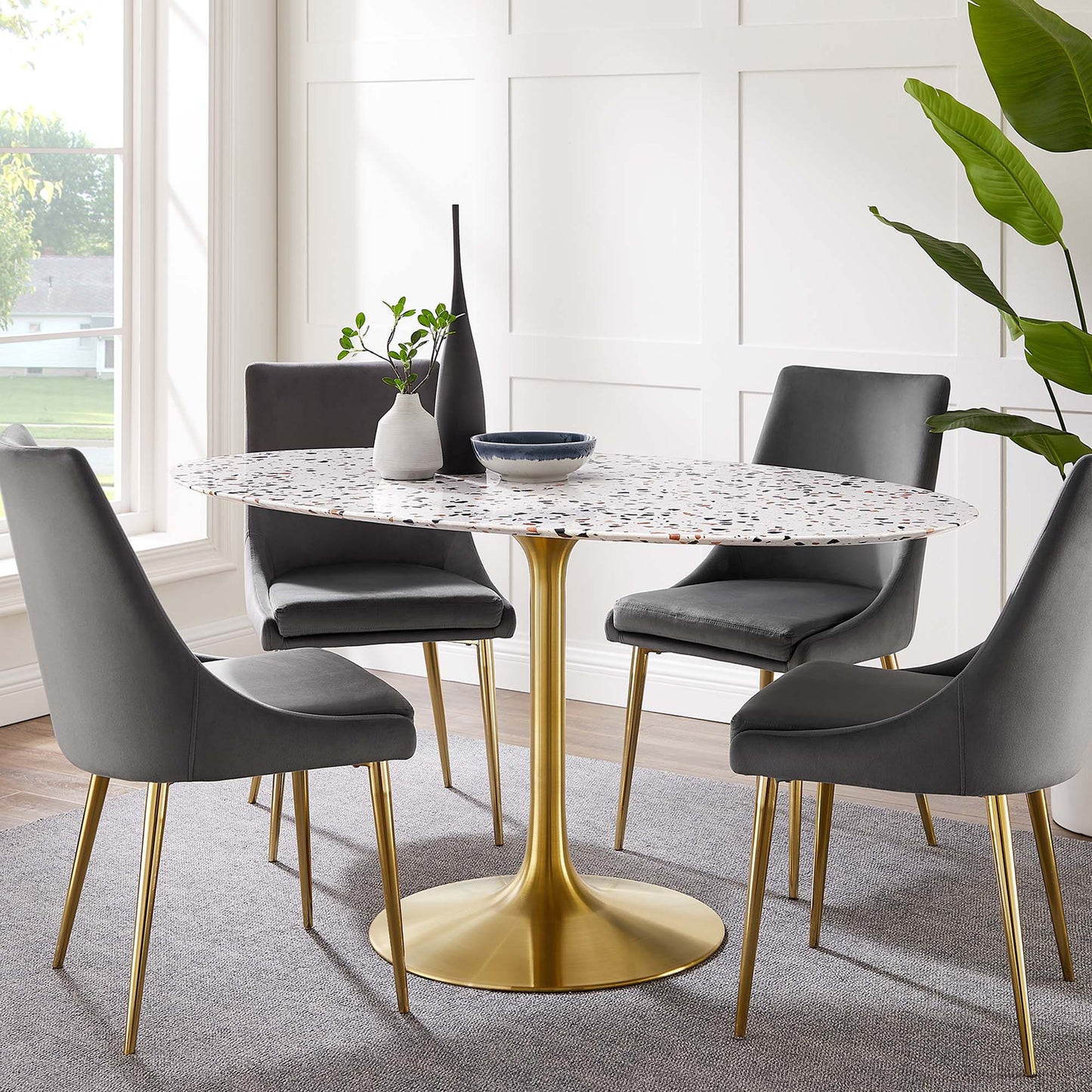 Lippa 60" Oval Terrazzo Dining Table by Furniture For America