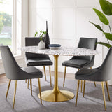 Lumen 60" Oval Terrazzo Dining Table in Gold White