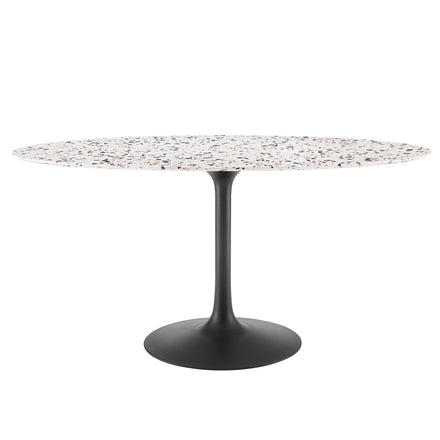 Lippa 60" Oval Terrazzo Dining Table in Black White