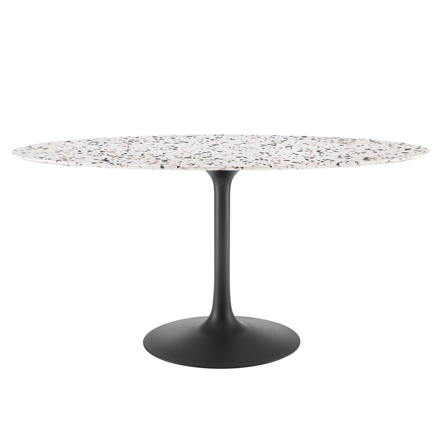 Lumen 60" Oval Terrazzo Dining Table in Black White