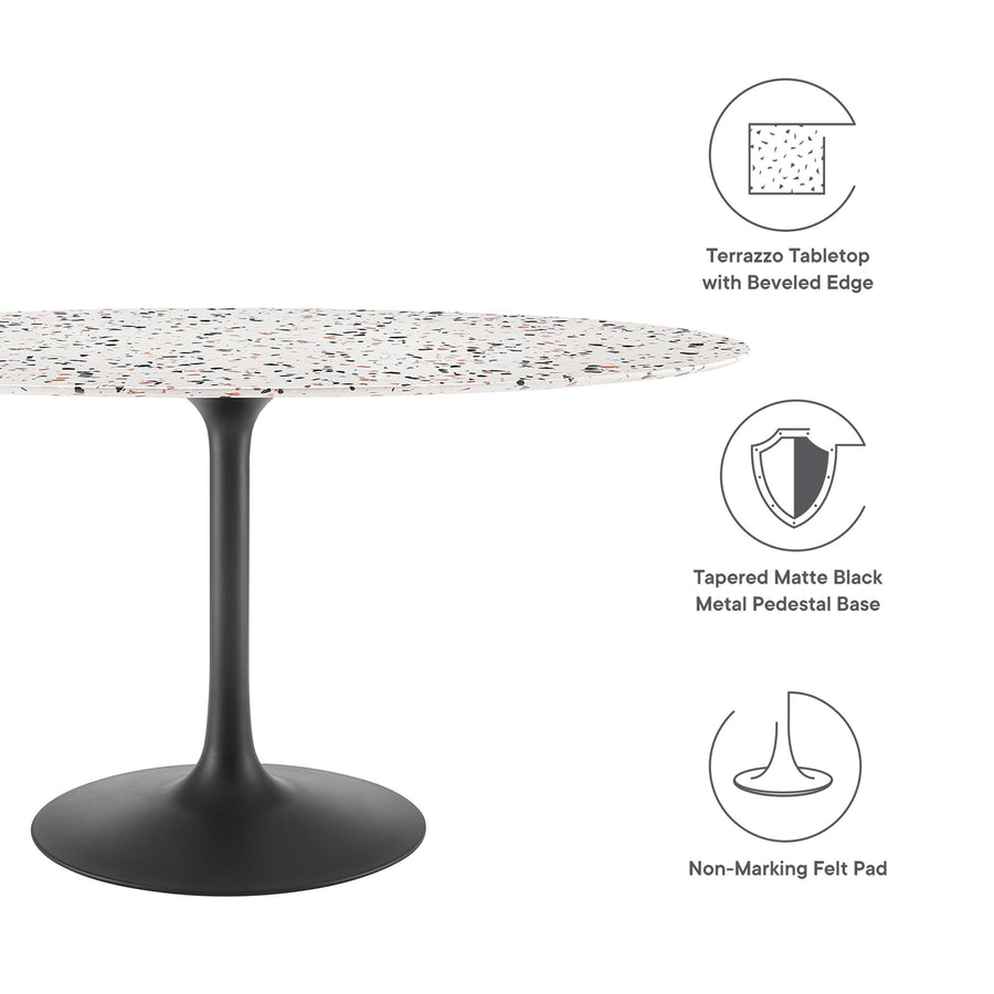 Lumen 60" Oval Terrazzo Dining Table in Black White