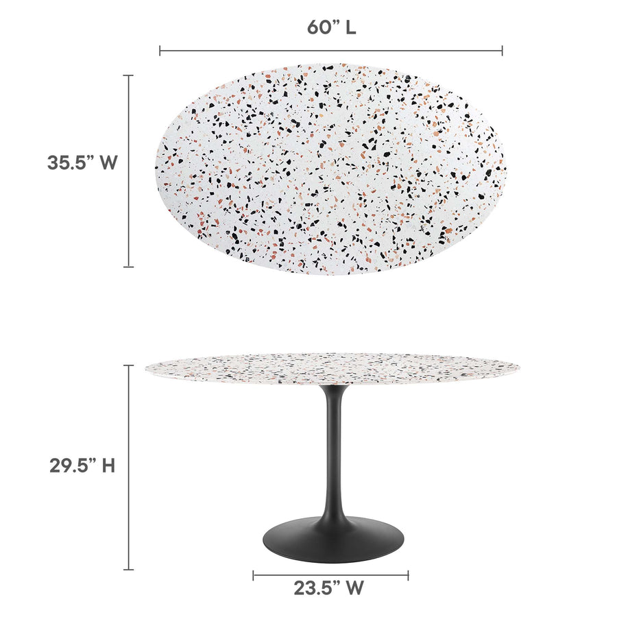 Lumen 60" Oval Terrazzo Dining Table in Black White