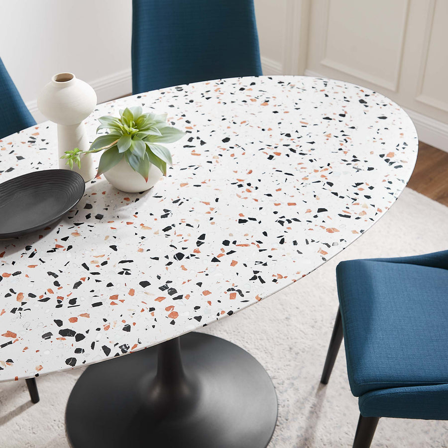 Lumen 60" Oval Terrazzo Dining Table in Black White