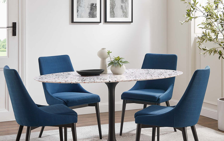 Lumen 60" Oval Terrazzo Dining Table in Black White