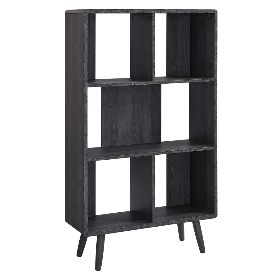Emery 5 Shelf Wood Grain Bookcase in Charcoal