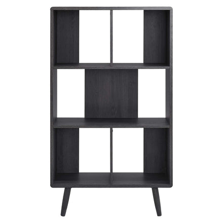 Transmit 5 Shelf Wood Grain Bookcase in Charcoal
