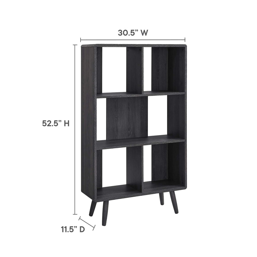 Emery 5 Shelf Wood Grain Bookcase in Charcoal