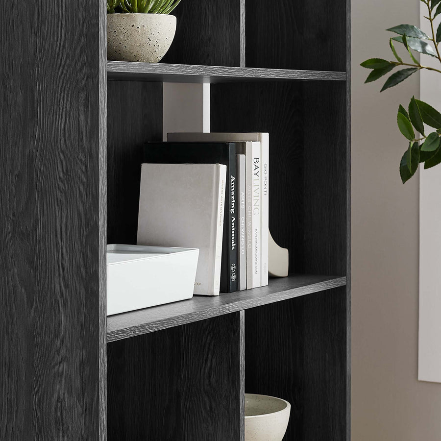 Emery 5 Shelf Wood Grain Bookcase in Charcoal