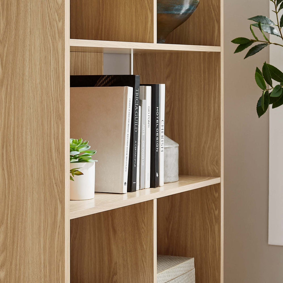 Emery 5 Shelf Wood Grain Bookcase in Oak