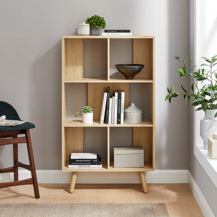 Transmit 5 Shelf Wood Grain Bookcase in Oak