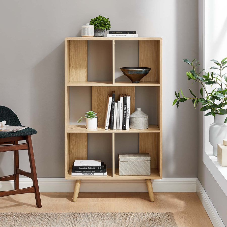 Emery 5 Shelf Wood Grain Bookcase in Oak
