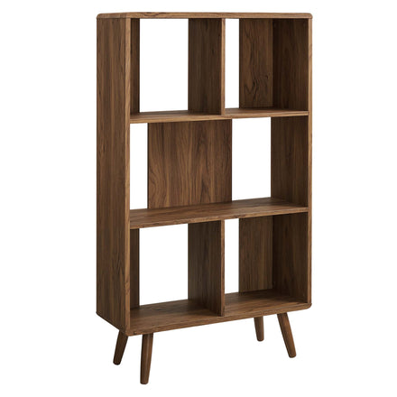 Transmit 5 Shelf Wood Grain Bookcase in Walnut
