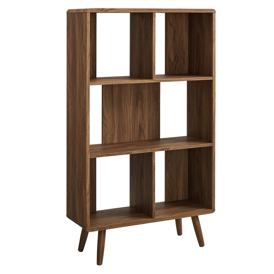 Emery 5 Shelf Wood Grain Bookcase in Walnut