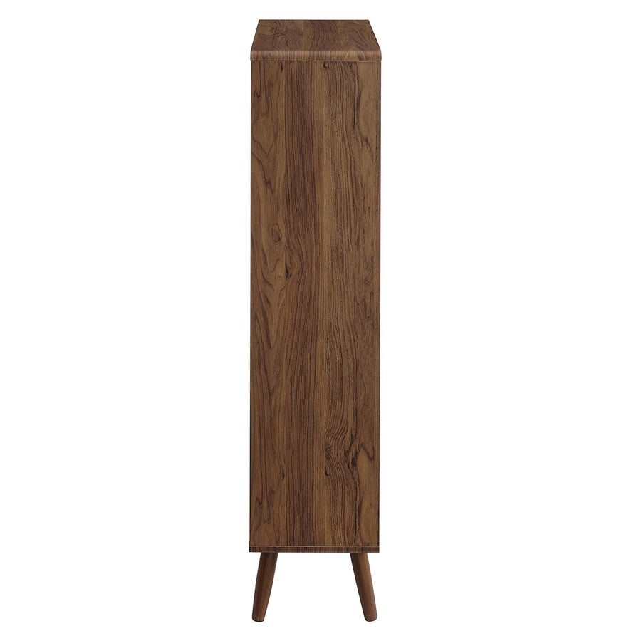 Emery 5 Shelf Wood Grain Bookcase in Walnut