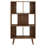 Emery 5 Shelf Wood Grain Bookcase in Walnut