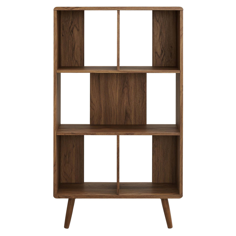 Emery 5 Shelf Wood Grain Bookcase in Walnut