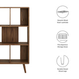 Emery 5 Shelf Wood Grain Bookcase in Walnut