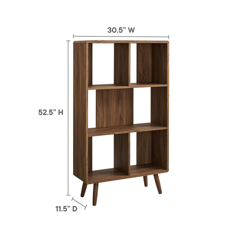 Emery 5 Shelf Wood Grain Bookcase in Walnut