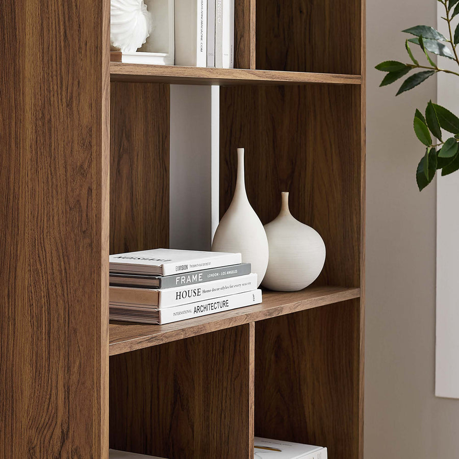 Emery 5 Shelf Wood Grain Bookcase in Walnut