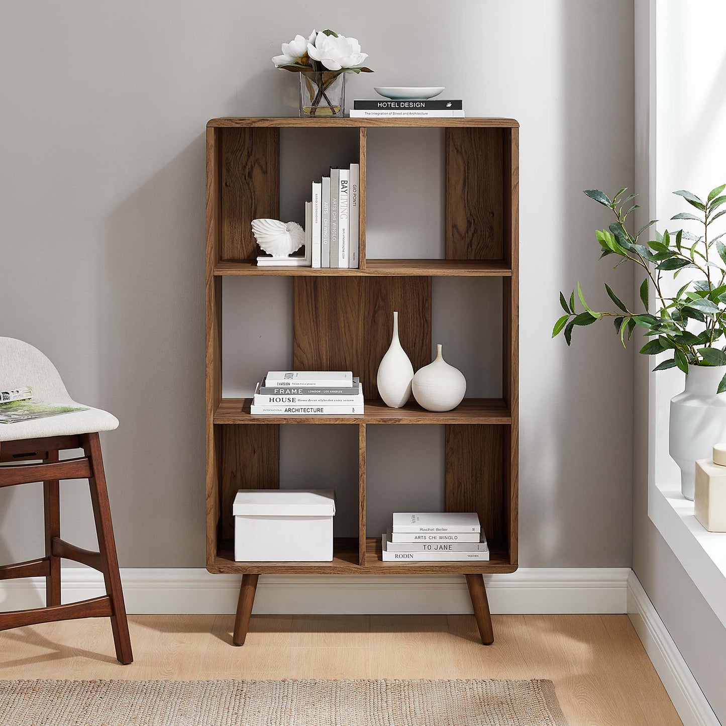 Transmit 5 Shelf Wood Grain Bookcase by Furniture For America