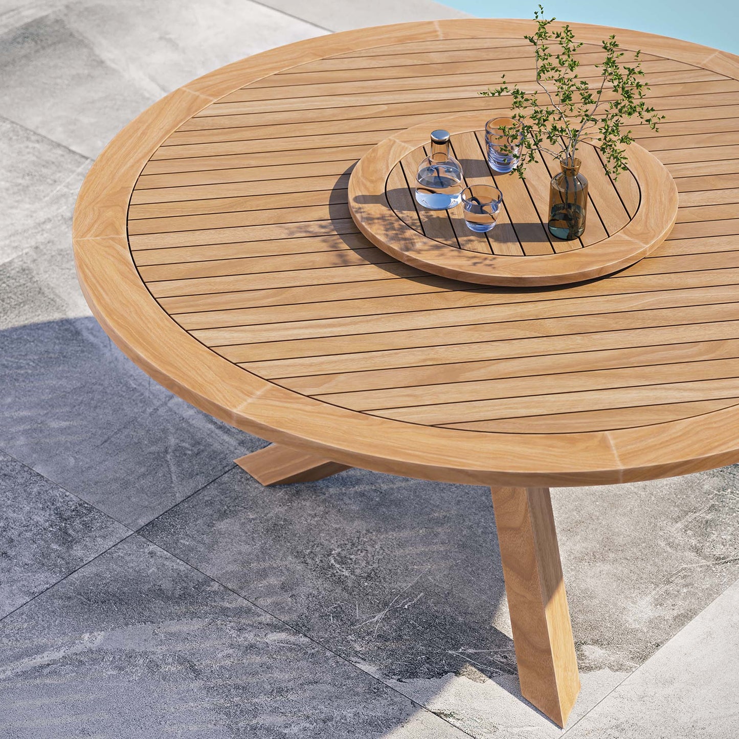 Wellspring 63" Outdoor Patio Teak Wood Dining Table by Furniture For America