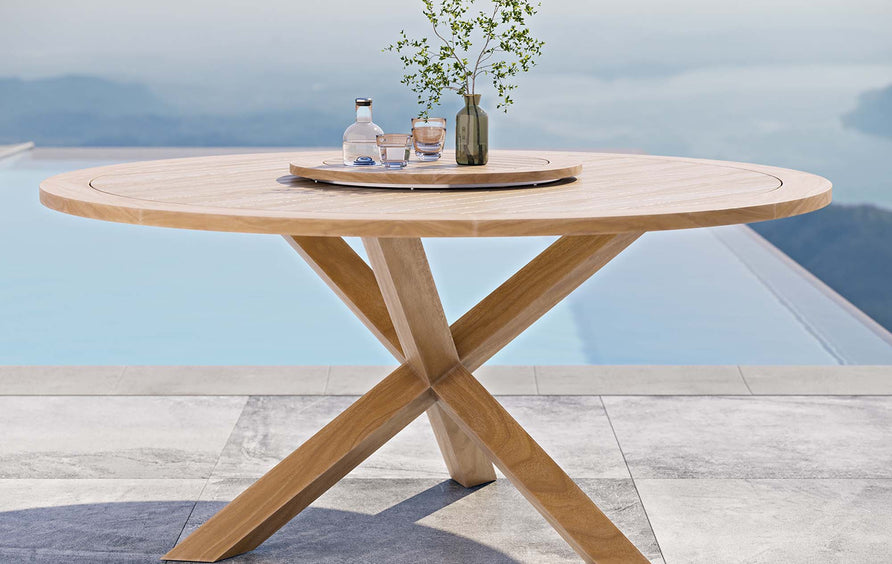Camden 63" Outdoor Patio Teak Wood Dining Table in Natural