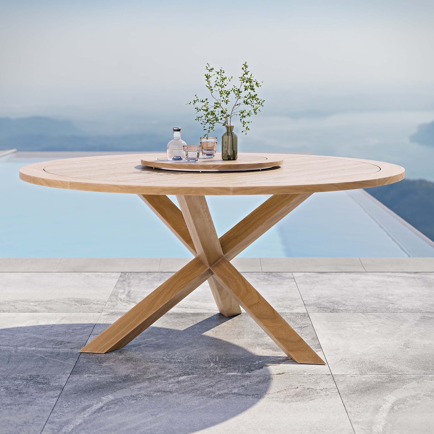Wellspring 63" Outdoor Patio Teak Wood Dining Table by Furniture For America