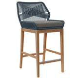 Camden 3-Piece Outdoor Patio Teak Wood Bar Set in Blue Graphite