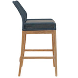 Camden 3-Piece Outdoor Patio Teak Wood Bar Set in Blue Graphite