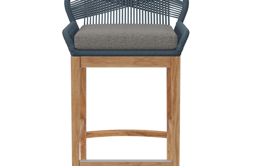 Camden 3-Piece Outdoor Patio Teak Wood Bar Set in Blue Graphite