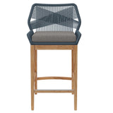 Camden 3-Piece Outdoor Patio Teak Wood Bar Set in Blue Graphite