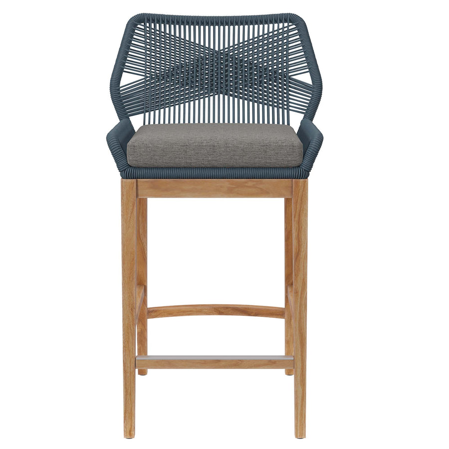 Camden 3-Piece Outdoor Patio Teak Wood Bar Set in Blue Graphite