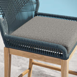Camden Outdoor Patio Teak Wood Bar Stool in Blue Graphite