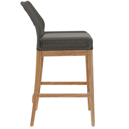 Wellspring Outdoor Patio Teak Wood Bar Stool by Furniture For America
