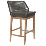 Camden Outdoor Patio Teak Wood Bar Stool in Gray Graphite