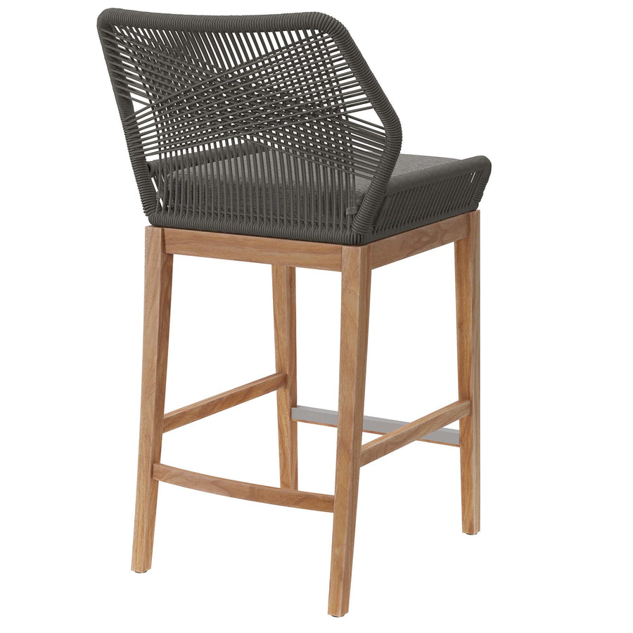 Camden Outdoor Patio Teak Wood Bar Stool in Gray Graphite
