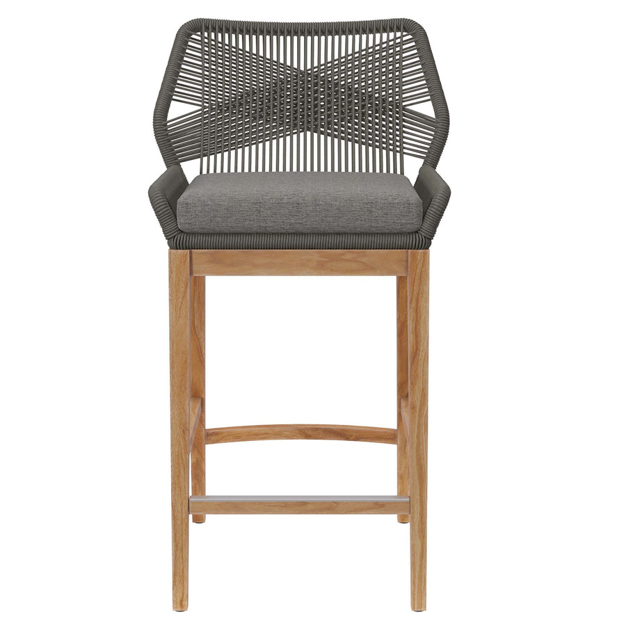 Camden Outdoor Patio Teak Wood Bar Stool in Gray Graphite
