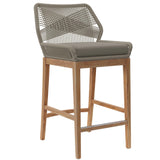 Camden Outdoor Patio Teak Wood Bar Stool in Light Gray Greige