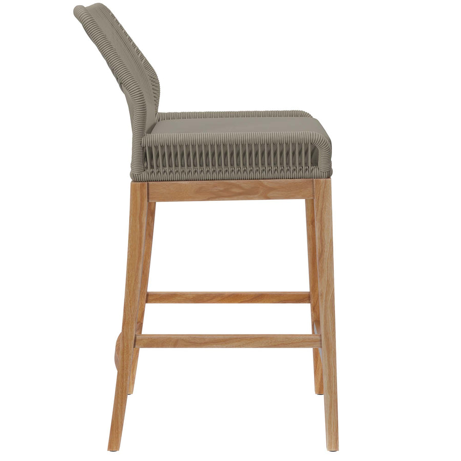 Camden 3-Piece Outdoor Patio Teak Wood Bar Set in Light Gray Greige