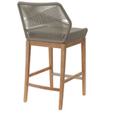 Camden Outdoor Patio Teak Wood Bar Stool in Light Gray Greige