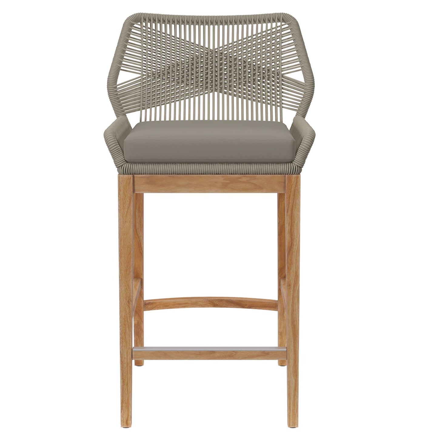 Camden 3-Piece Outdoor Patio Teak Wood Bar Set in Light Gray Greige