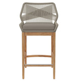 Camden 3-Piece Outdoor Patio Teak Wood Bar Set in Light Gray Greige