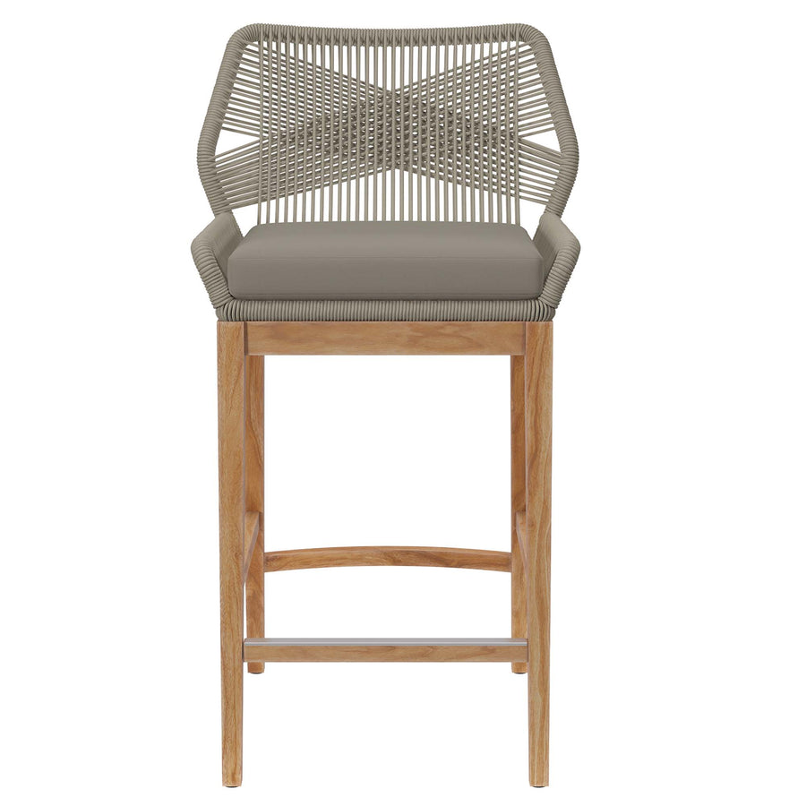Camden 3-Piece Outdoor Patio Teak Wood Bar Set in Light Gray Greige